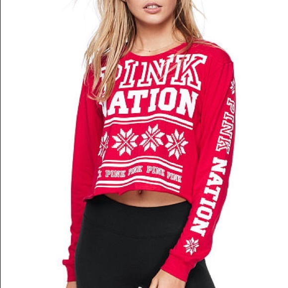 PINK Victoria's Secret Tops - PINK Victoria's Secret long sleeves crop top
